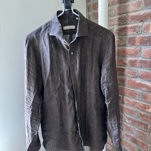 Luca Faloni Linen Shirt in Chocolate